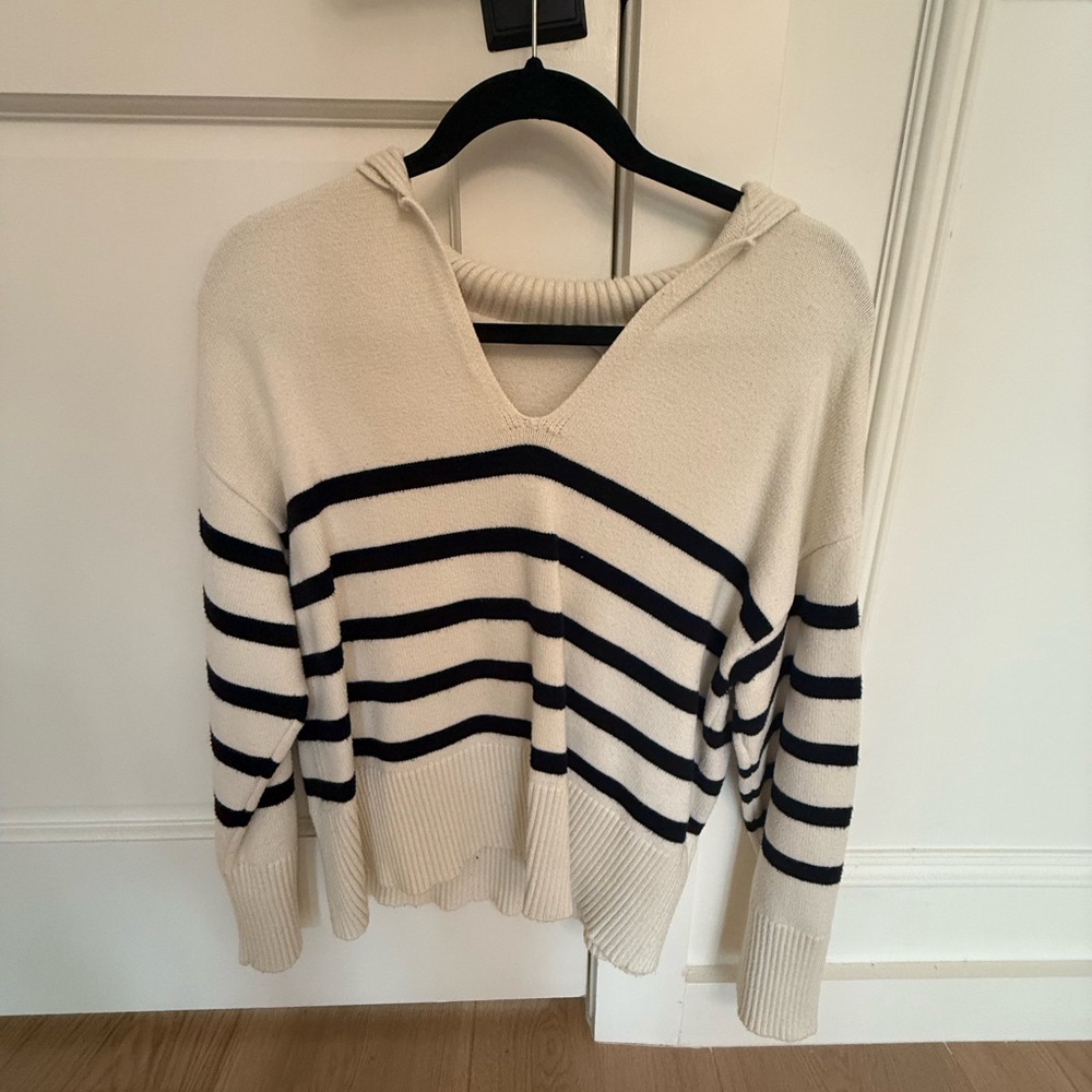 Striped Cream and Black Women's Sweater